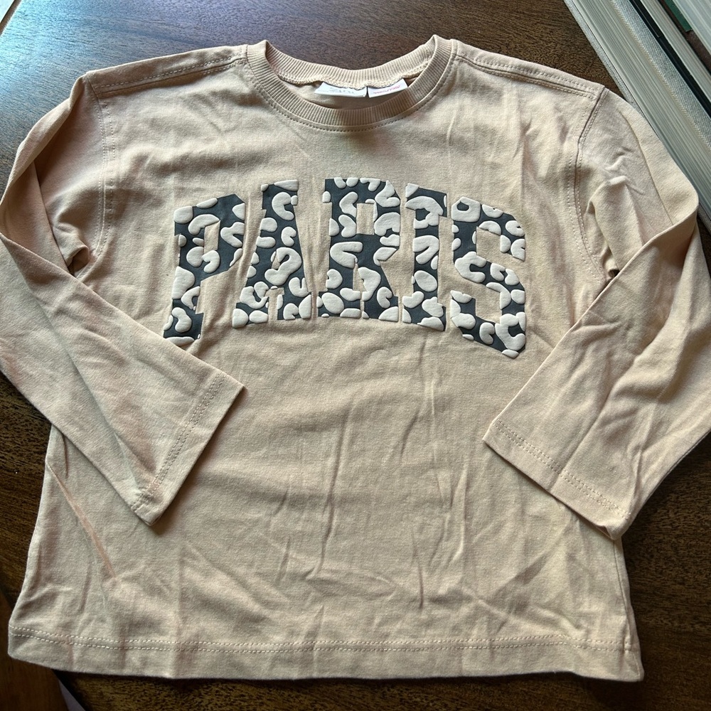 Zara Paris Graphic Long Sleeve Shirt - Cream